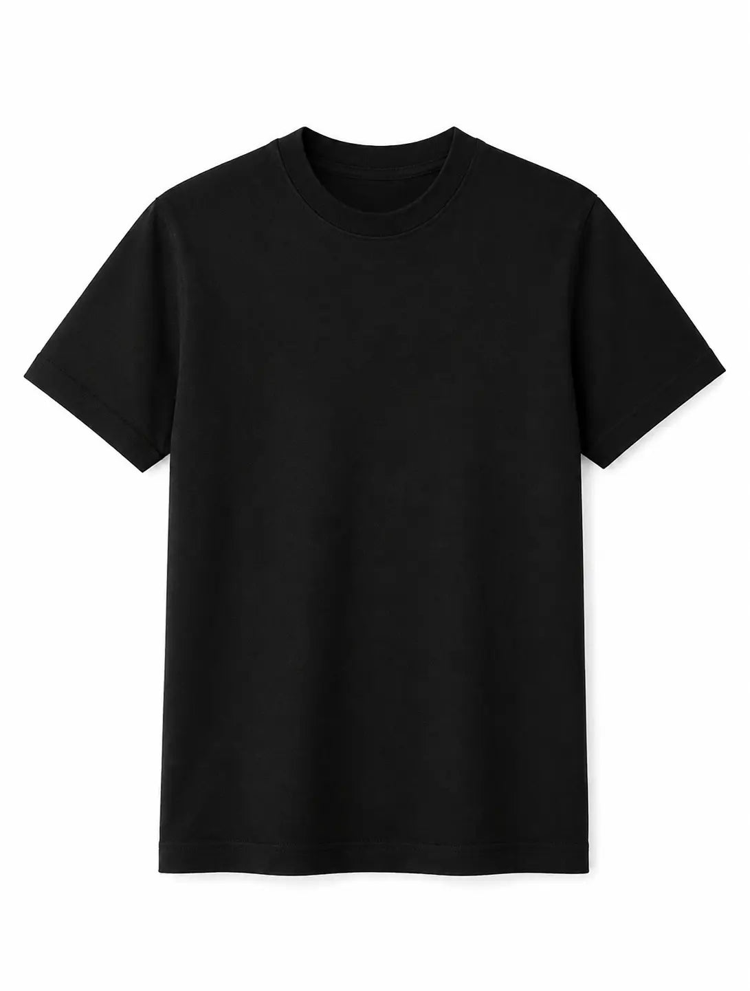 Men's Black T-Shirt | 180 GSM Pure Cotton | Round Neck Regular Fit Tee