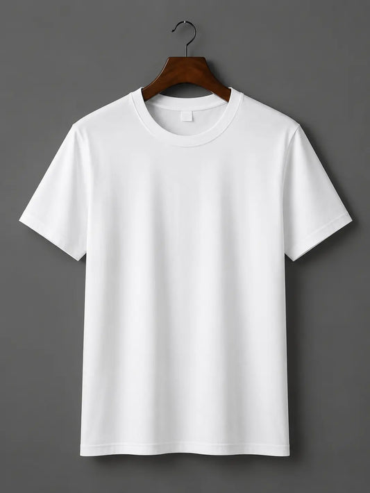 Men's Premium White Cotton Round Neck T-Shirt | 180 GSM Regular Fit