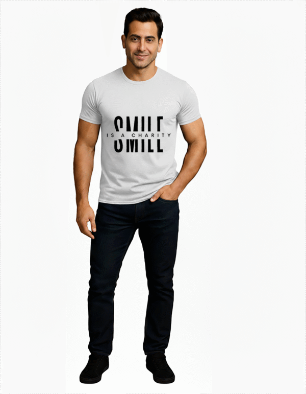 Smile is a Charity - 100% Cotton Printed T-shirt for Men